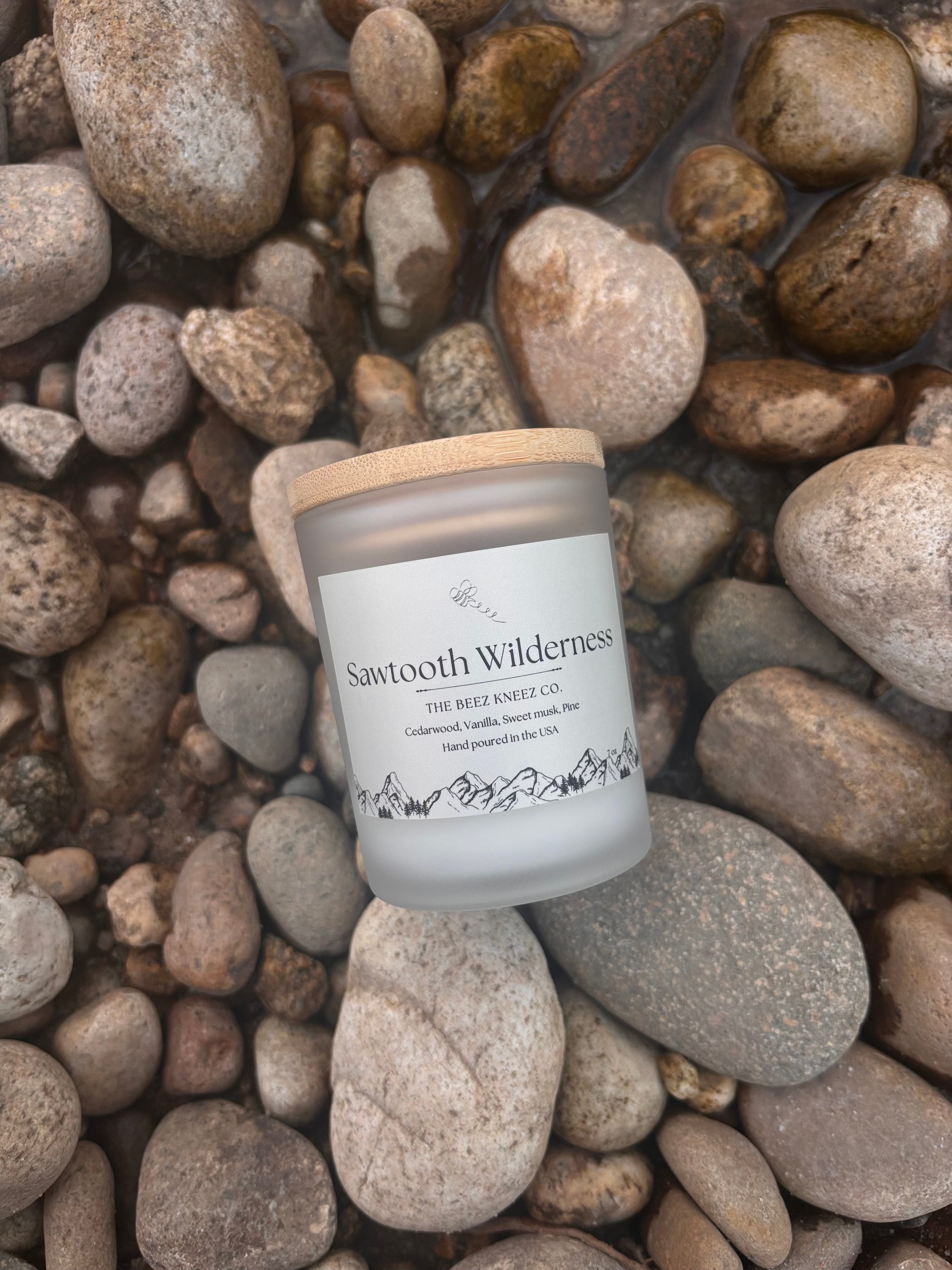 Sawtooth Wilderness beeswax candle and mountain laurel essential oils