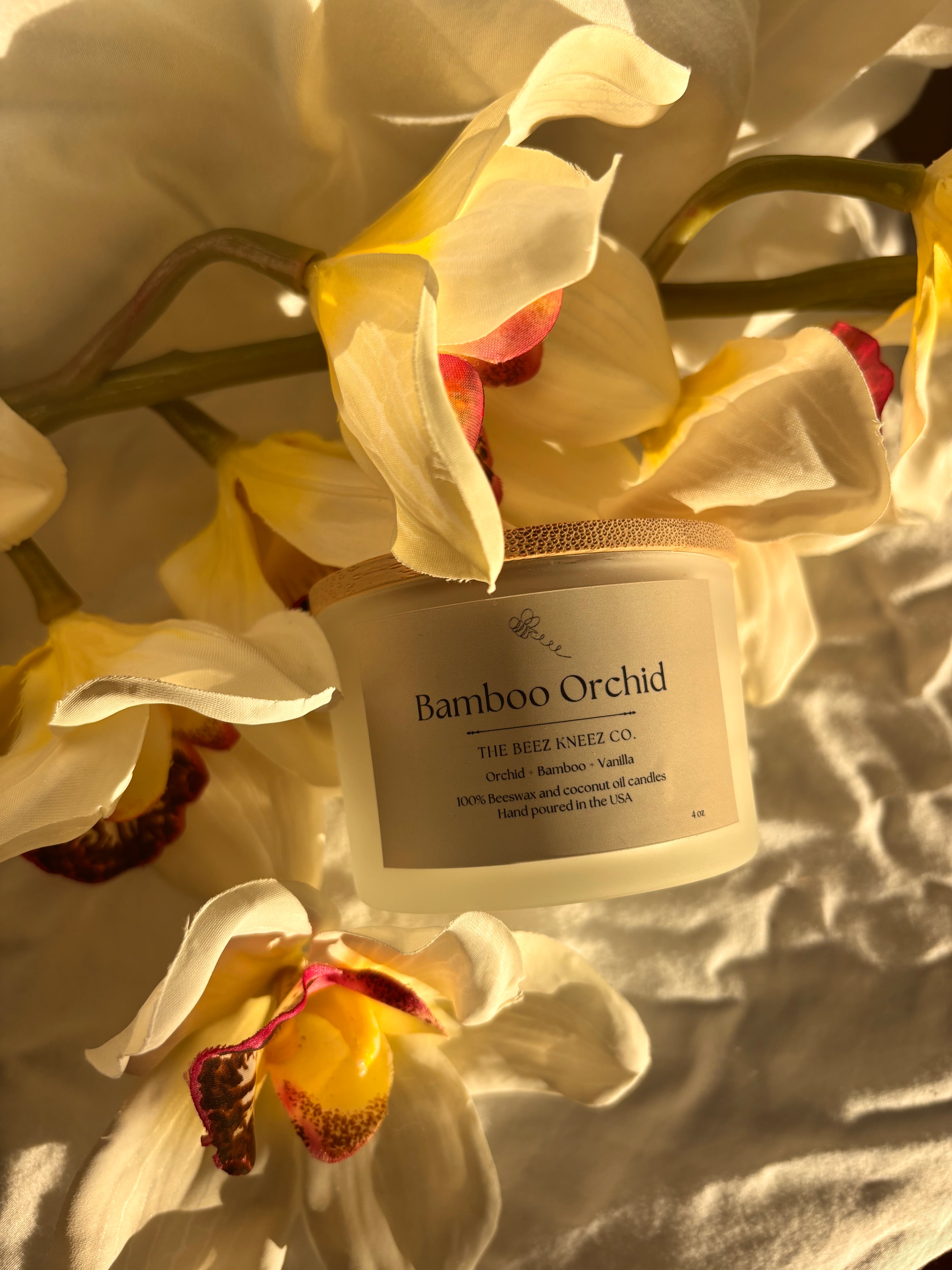 Mini travel sized beeswax candle made with floral essential oil. Non-toxic and hand-poured
